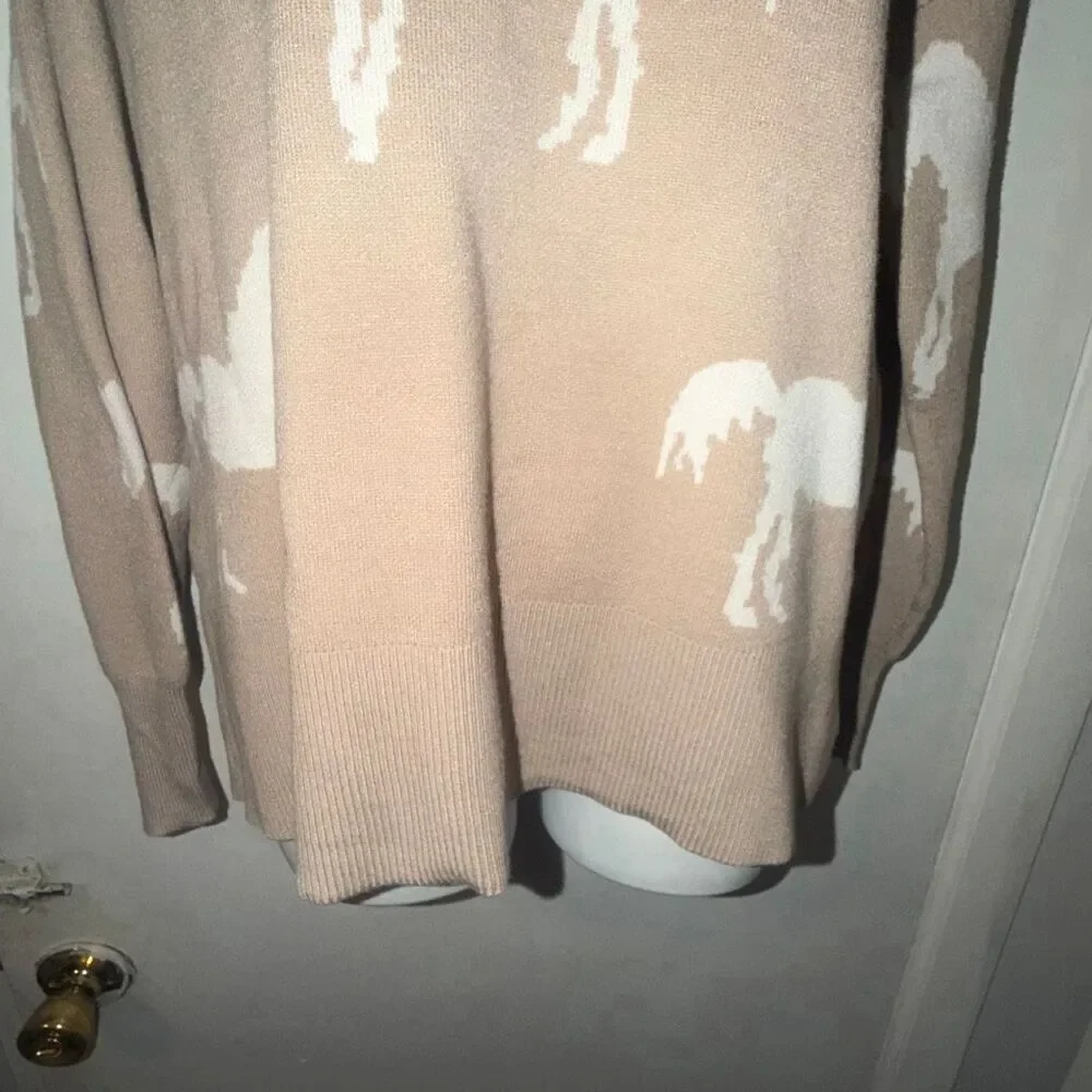 JASON WU Sand Colored Horse Sweater- L NWT!